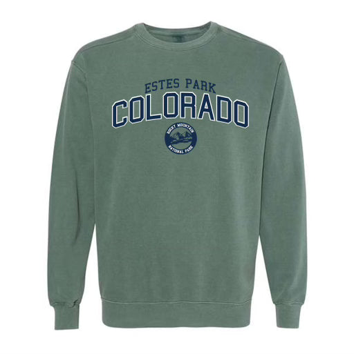 Estes Park Comfort: Embrace the Rockies in our Blue Spruce Crewneck