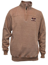 Men's Vintage 1/4 Zipper Brown Rust Burnout Long Sleeve