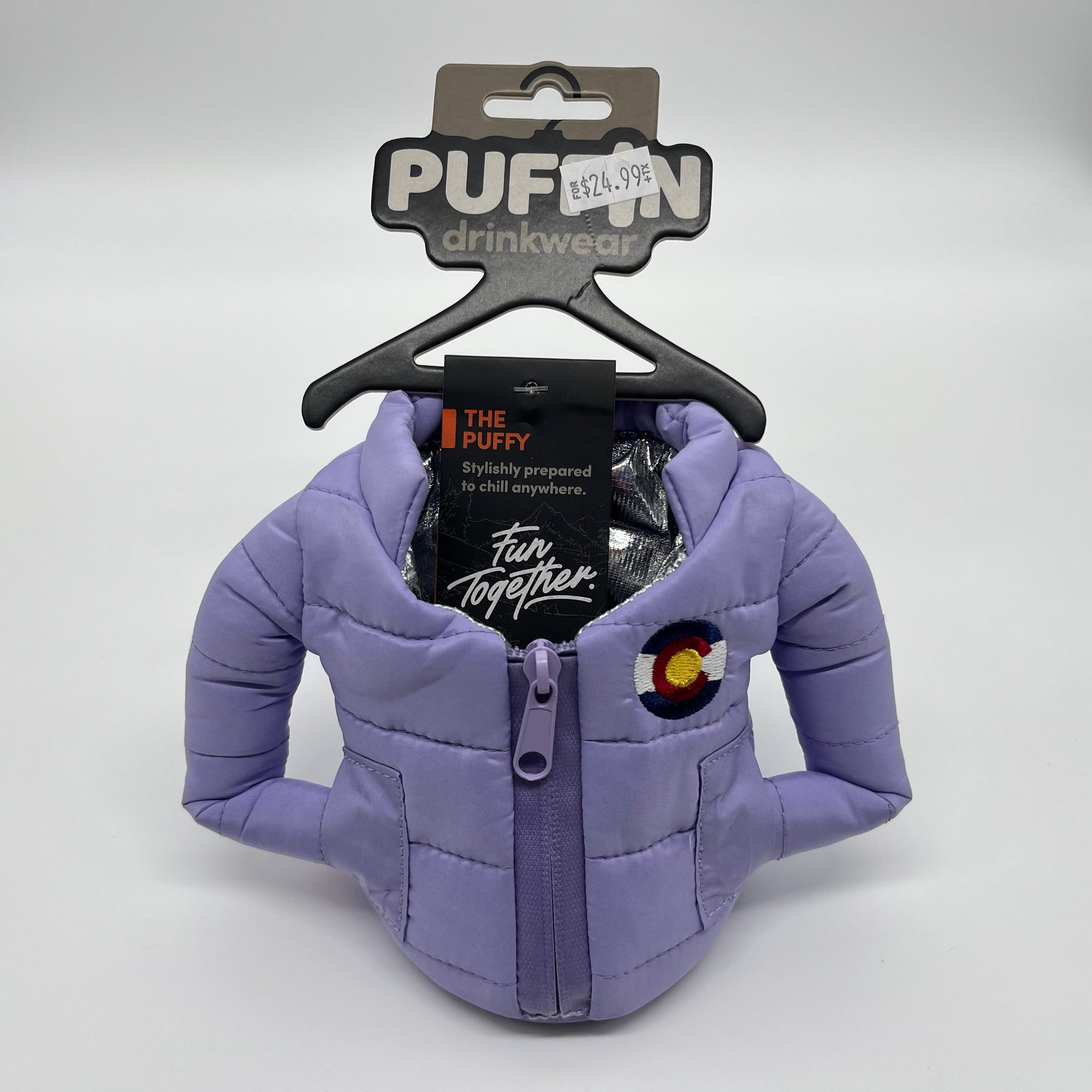 Puffin Drink Holder - Purple w/ custom Colorado Flag Logo - 12 oz