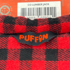 Puffin Drink Holder - Lumberjack Red and Black Plaid w/ custom Colorado Flag Logo - 12 oz